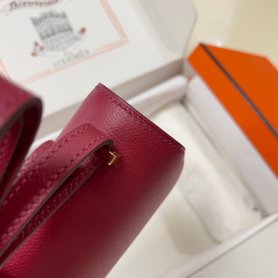 Hermes Constance 18 Mini Shoulder Bag In Burgundy Epsom Leather